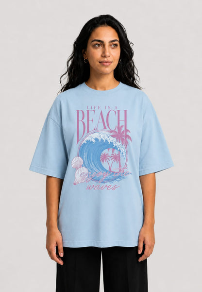YEAH "Life is a Beach" Printed T-Shirt