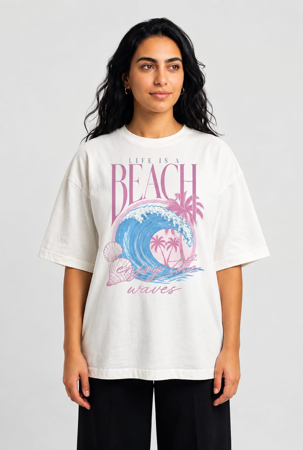YEAH "Life is a Beach" Printed T-Shirt