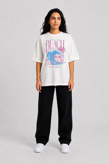 YEAH "Life is a Beach" Printed T-Shirt