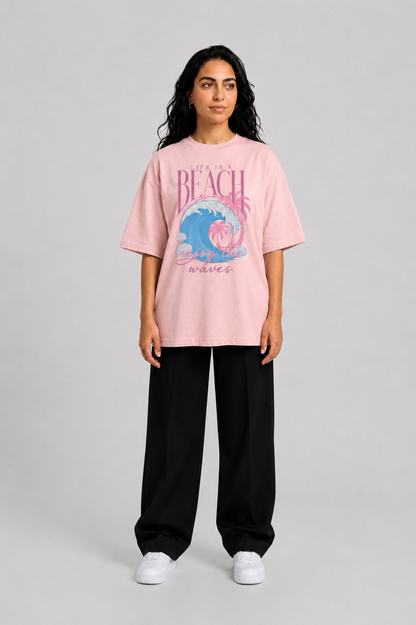 YEAH "Life is a Beach" Printed T-Shirt