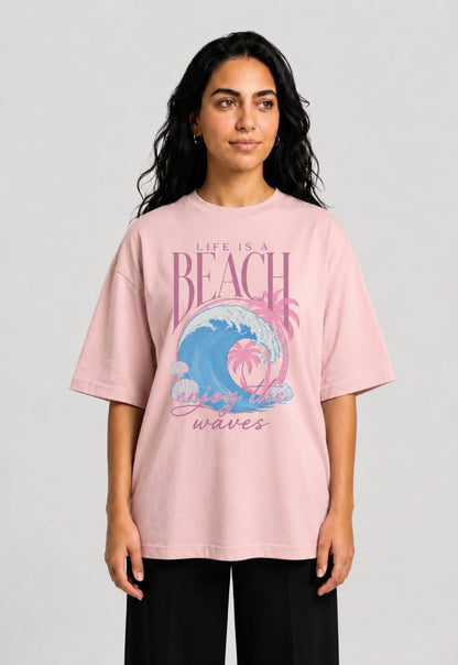 YEAH "Life is a Beach" Printed T-Shirt