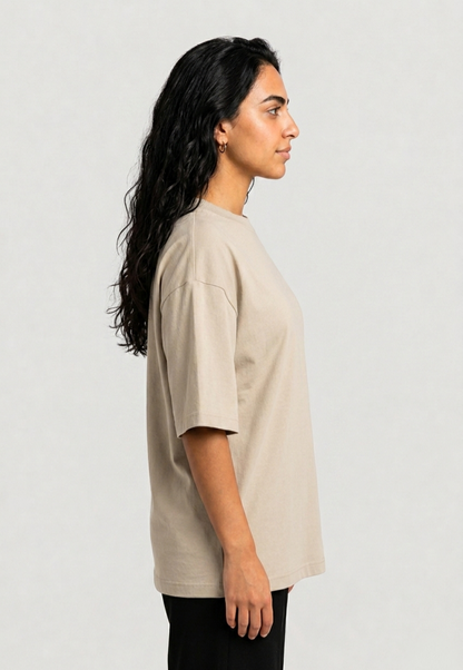 YEAH Oversized T-Shirt – Sandy Beige | Premium Polvair